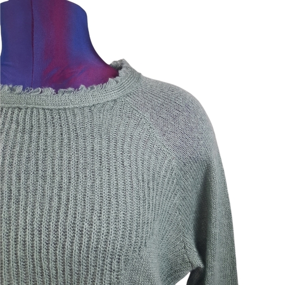 NWT Lucky Brand Oversized Fringe Green Wool Blend Sweater Size Medium Women's - Picture 2 of 8